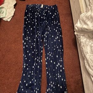 Gilligan & O'Malley Blue Pajama Pants with White and Yellow Tree Design
